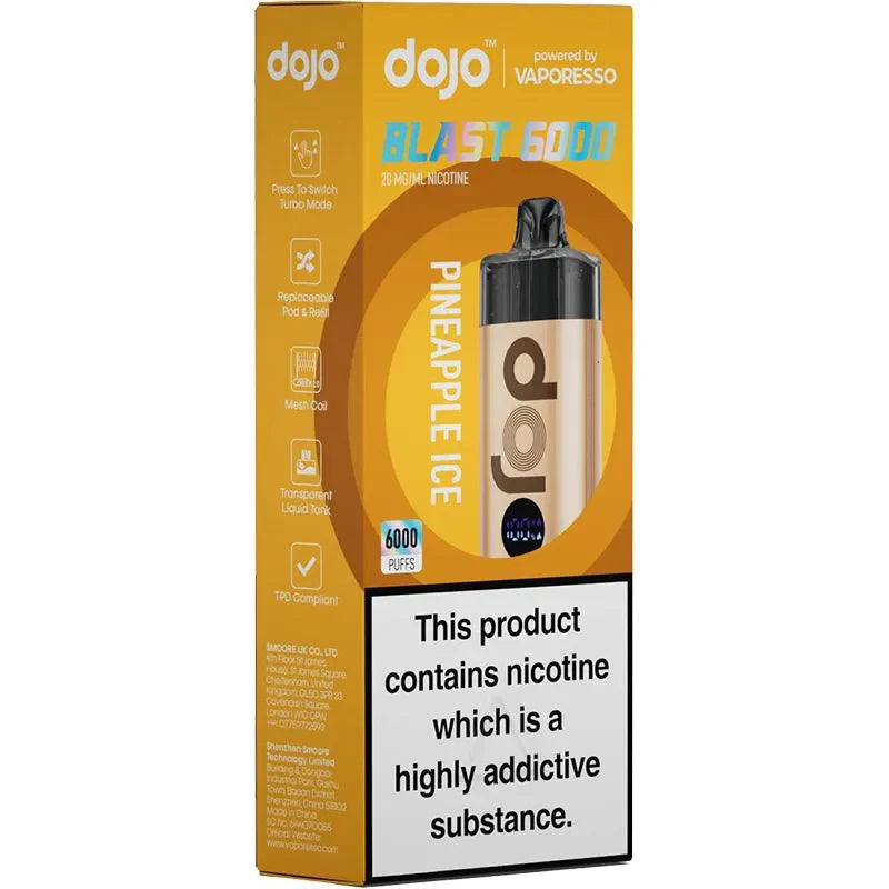 VAPORESSO DOJO BLAST 6000 PUFF DISPOSABLE POD KIT UK LEGAL