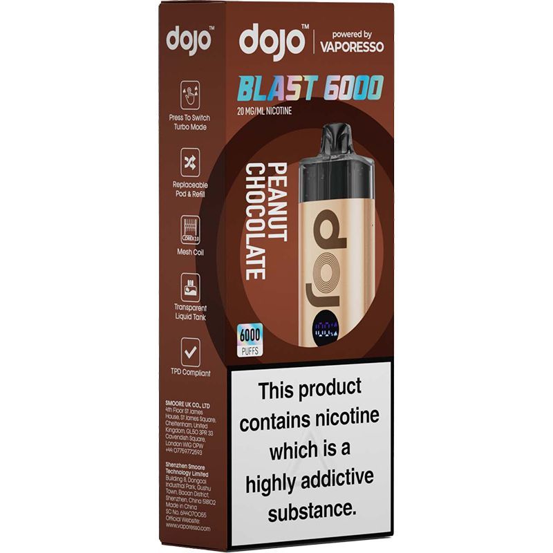 VAPORESSO DOJO BLAST 6000 PUFF DISPOSABLE POD KIT UK LEGAL